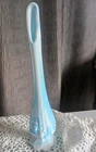 Vintage Fenton Beautiful Blue Slag Swirl Glass Swung Bud Cabbage Rose Vase 10”
