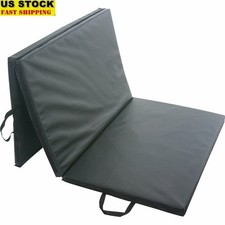 Folding Gym Mat Exercise Yoga Pilates Gymnastics Home Use Durable Foam Black New