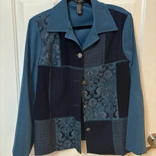 Elementz Jacket Blue Patchwork Vintage Women's XL