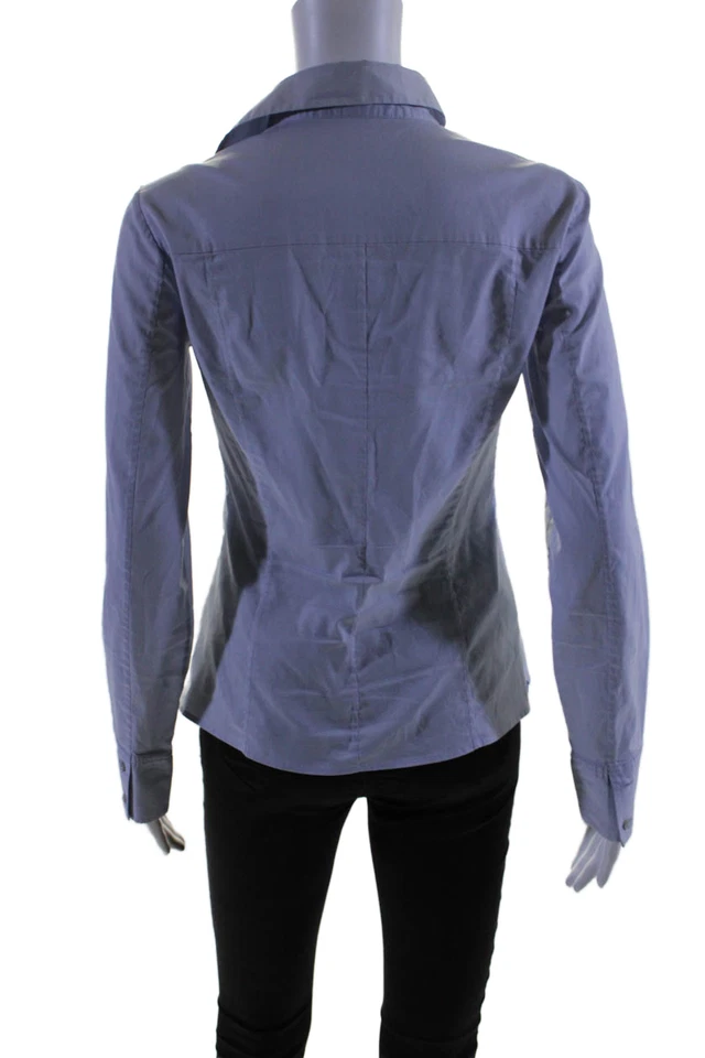 Camisa Boss Hugo Boss Mujer Algodón Cuello en V Manga Larga Cuello Azul Talla 2 Foto 3 de 4