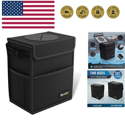 2 Gallon Black Leak-Proof Waterproof Car Trash Can with Lid
