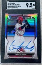 Carlos Jorge 2023 Bowman Draft Chrome Auto Refractor 1st /499 Reds SGC 9.5 RC