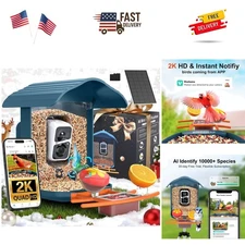 PAV-Bird Feeder with Camera 2K HD, 64GB Card, AI Identify Bird Species Smart ...