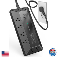 Upgraded Surge Protector Power Strip with USB Ports, 12 Outlets 2 USB-C 2 USB-A,