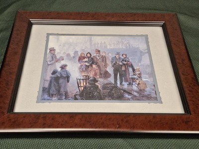 Vtg Cly S. Hopkinson Print, Harbor Scene, 17x14''