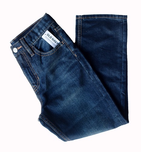 Old Navy Boy's Size 8 Blue Denim Jeans, High-Rise Slouchy Straight Pants, NWT - Picture 2 of 5