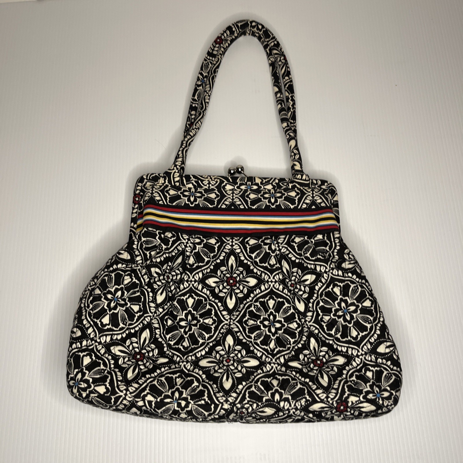 Vera Bradley Purse Barcelona Kiss Lock Satchel Shoulder Bag