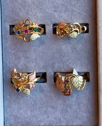 Costume Jewelry Lot Of 4 Rings-Black Hills Gold Design Jewelers Samples, Vintage