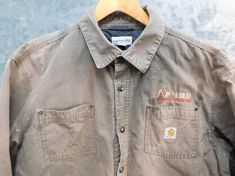 Carhartt Jacket Mens XL Brown Quilted Lined Workwear Applied Consultants Grunge - Image 2 of 4