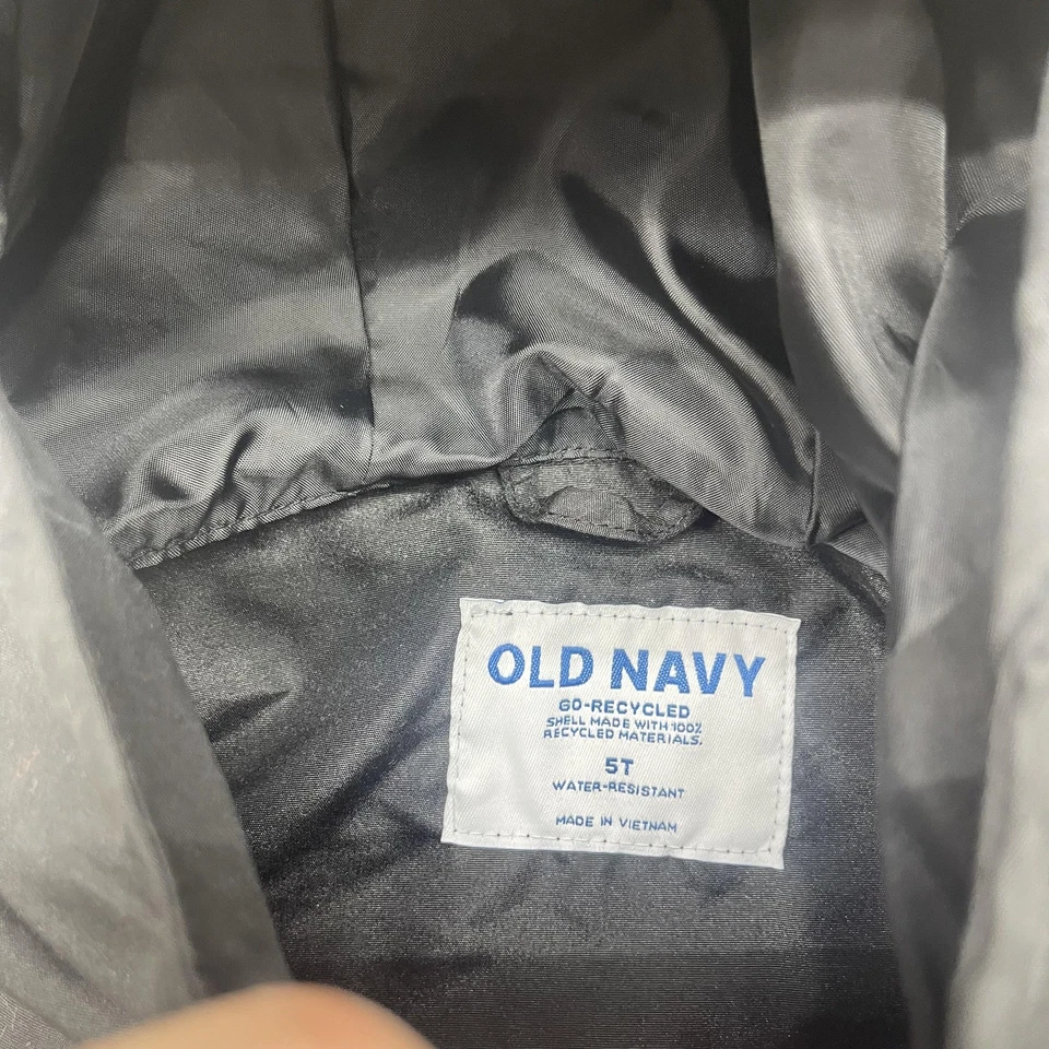 Old Navy Jacket Boys 5T Black Hooded Water Resistant Go-Recycled Toddler Coat - Image 3 of 4