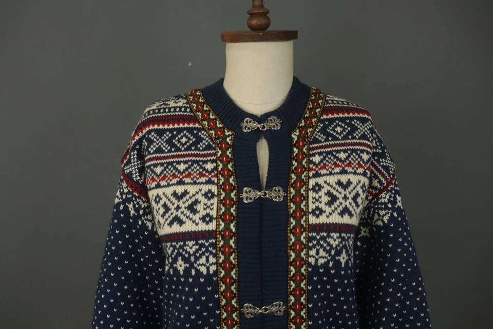 DALE OF NORWAY Multicolor Fair Isle Wool Toggle Front Cardigan Sweater Size S - Image 2 of 4