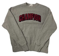 Vintage Champion Spell Out Logo Pullover Crew Neck Sweatshirt Sz M Reverse Weave