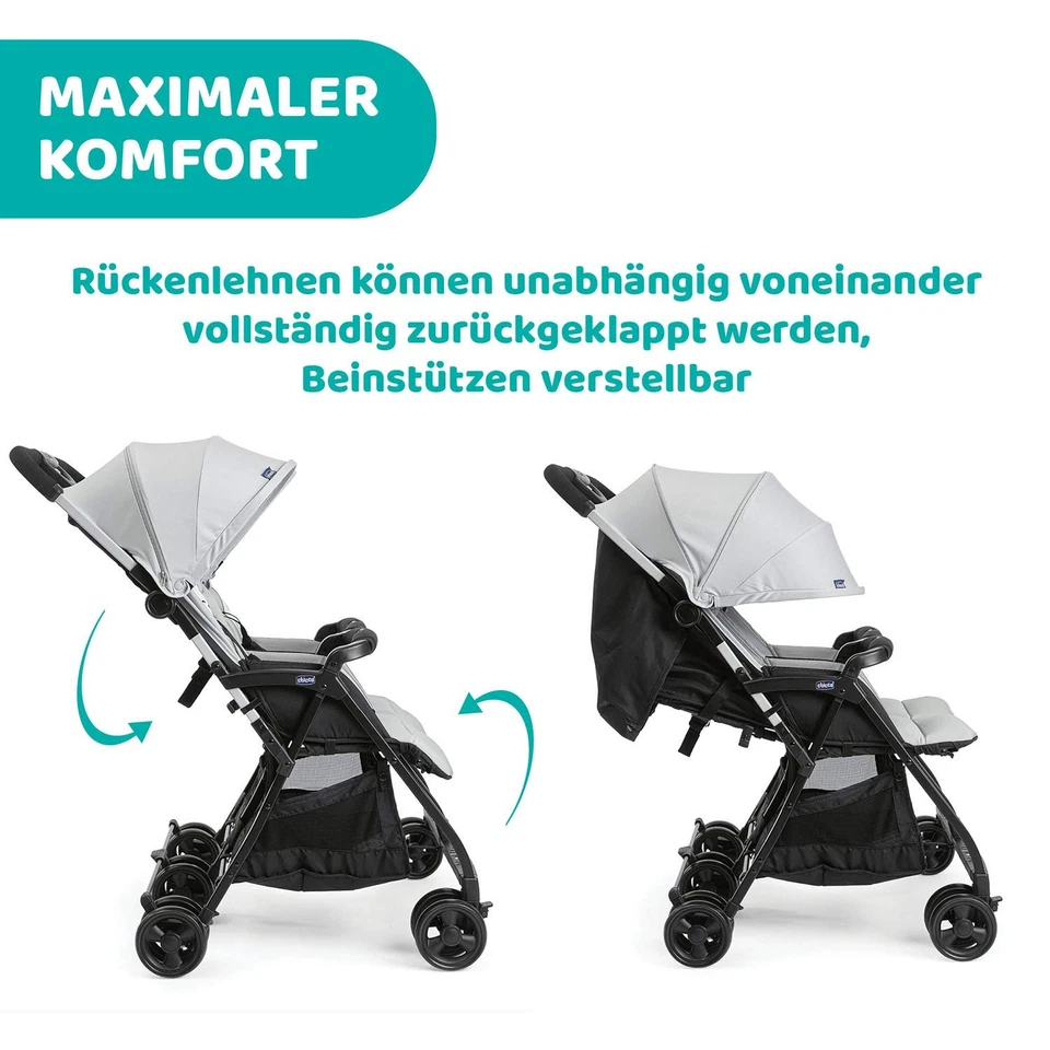 Chicco OHlalà Twin Geschwisterwagen von Geburt bis 15 kg, Kinderwagen für Zwilli - Bild 2 von 3