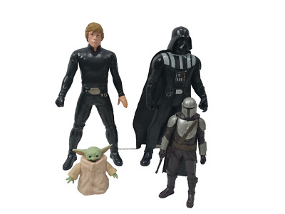 Disney Star Wars Darth Vader, Luke Skywalker, Mandalorian and Yoda Figure Lot 