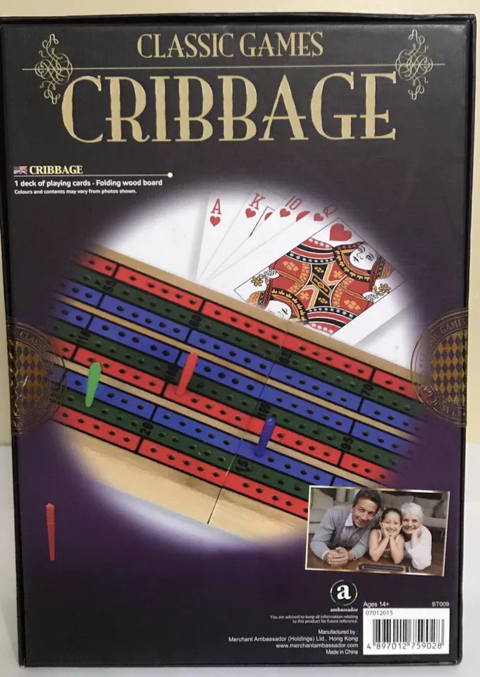 New Classic Games CRIBBAGE Folding wood board & Deck of Playing Cards - Image 2 of 3
