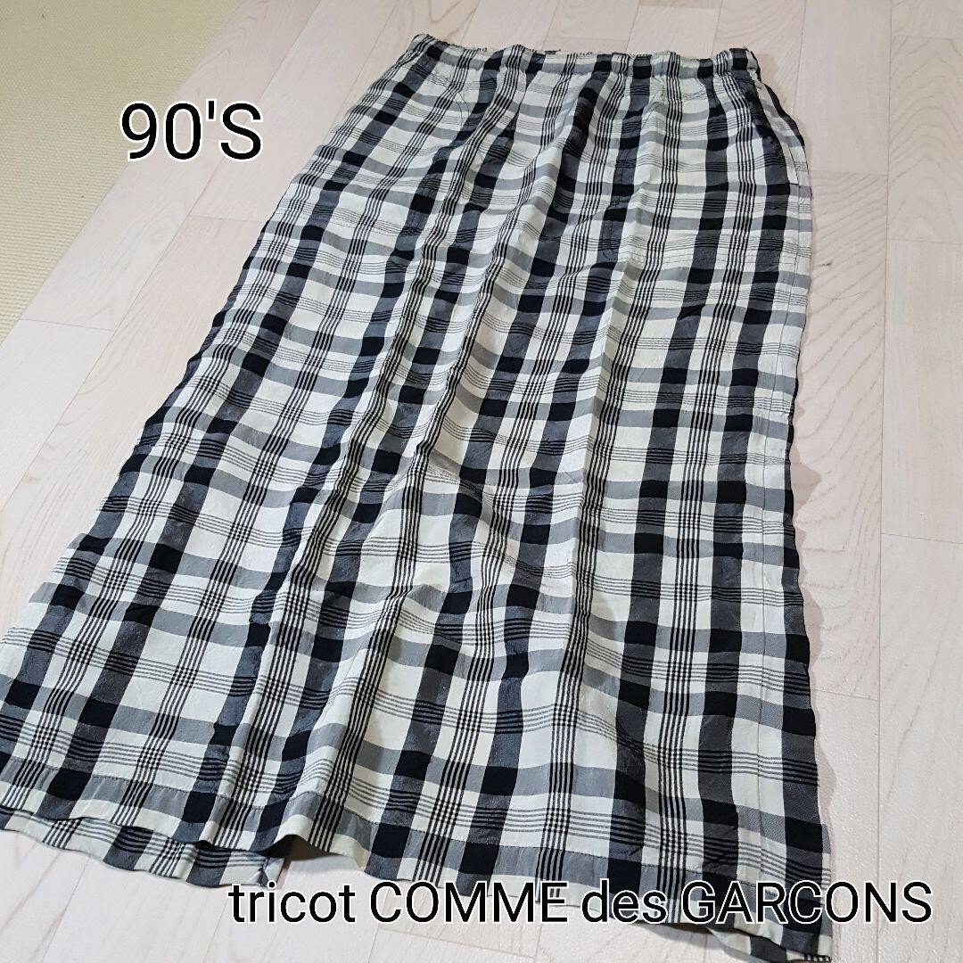 tricot COMME des GARCONS Skirt Long plaid pattern Women Size