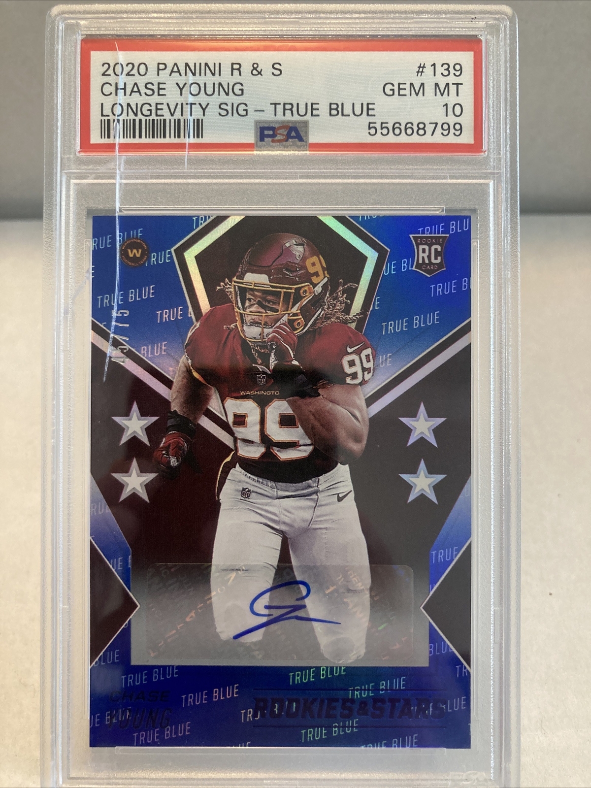 Chase Young Panini Rookies & Stars #139 Longevity Signature-True Blue