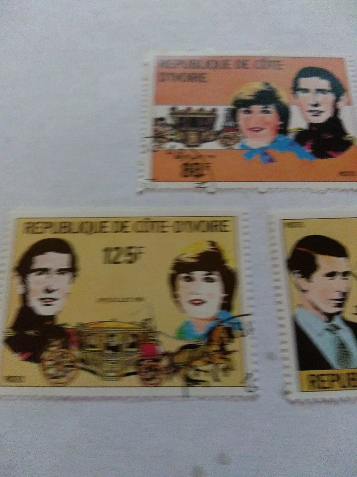 Ivory Coast #593-595 (A218) VF USED CTO - 1981 80fr to 125fr Royal Wedding   - Image 4 of 4