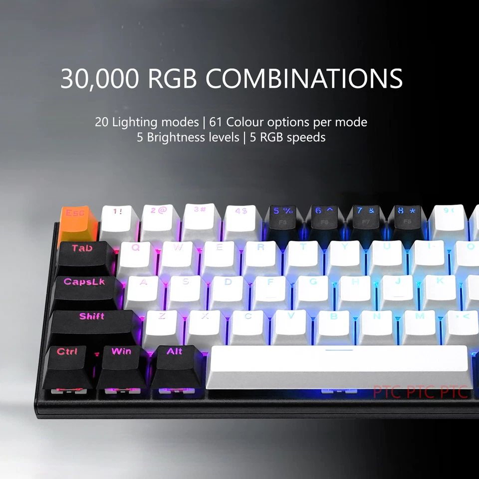 60% Compact Wired True Mechanical Gaming Keyboard 61 Keys RGB Backlit For PC PS4 - image 4 of 4