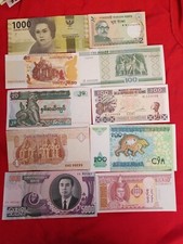 Lots 10 Banknotes From 10 Countries Paper Money Collections UNC Currency
