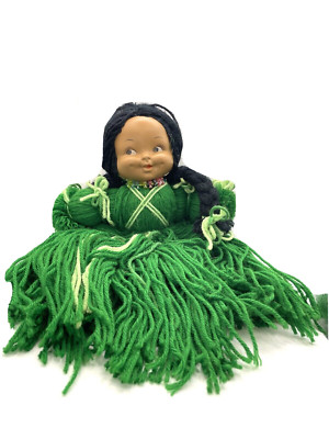 Native American Handcrafted Hawaiian Hula Tiki Polynesian Handmade Doll Girl P10