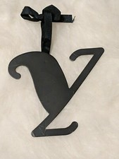 New Gift Topper Ornament Initial Letter Monogram Cursive Y metal Black 4" tall