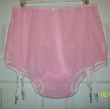3 FULL LAYER Pink SHEER NYLON Granny Panty GA...