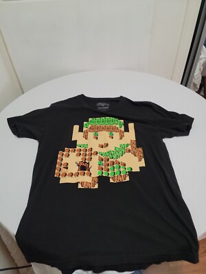 Legend of Zelda Game Shirt Medium M Link Nintendo NES 8-Bit Map Black Loot Crate