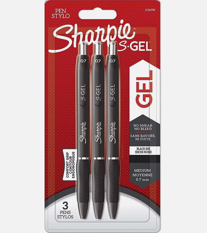 Sharpie S-gel Pens Medium Point 0.7mm Black Ink 3 Count Black Ink