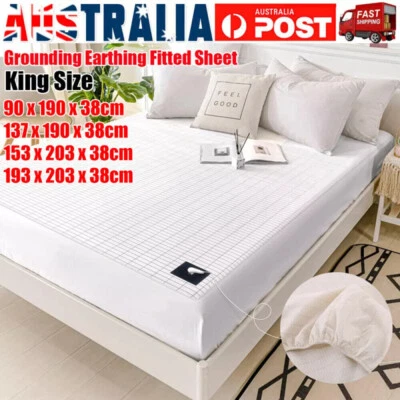Bed Earthing Sheet Grounding Mat Queen King Bed Fitted & Flat AU Plug King Queen - image 1 of 4