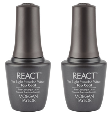 MORGAN TAYLOR REACT No-light Extended Wear TOP Coat .5 oz (NEW/ Pack of 2)