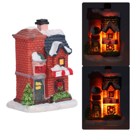 Christmas Resin House LED Warm Light Micro Landscape Resin House Decoration - Picture 1 of 23