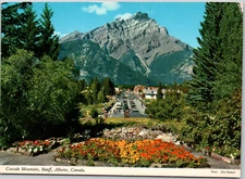 Canada Cascade Mountain Banff Alberta Flowers Street Cars Trees Vintage Postcard