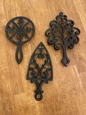 Lot of 3 Vintage Trivets, Cast Iron, Tree, Circle, Triangle