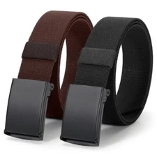 2 Pack Stretch Web Belt for Men with Metal Buckle Outdoor Work Sports Hunting