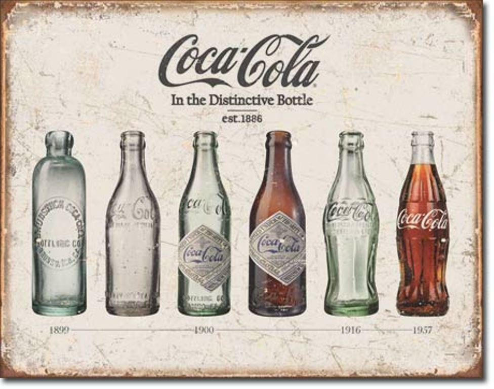 Coca Cola Coke Distinctive Bottles 1899-1957 Tin Metal Sign
