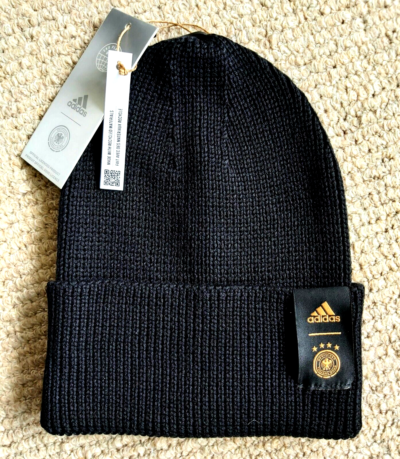 Official ADIDAS GERMANY Black Football BEANIE HAT Toque OSFM Deutschland HP0769