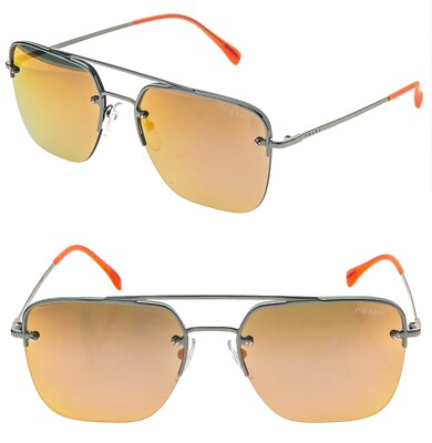 PRADA 54S Linea Rossa Spectrum Sport Sunglasses Gunmetal Orange Mirror PS54SS