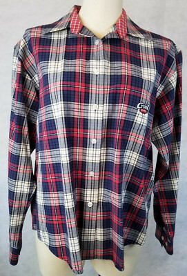 WMNS SZ:L CRUEL GIRL PLAID COTTON BLOUSE LNG SLEEVE CRISP NWOT Patriotic USA Wes