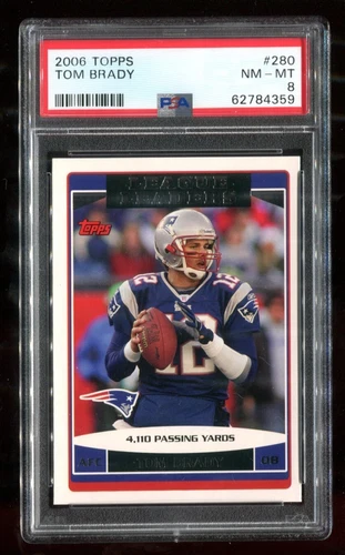 2006 Topps #280 Tom Brady PSA 8 NM-MT League Leaders Patriots~(PL)