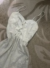 White Lace Tie Front Fishbowl Mini Dress