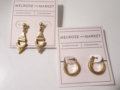 Nordstrom Melrose and Market Womens Cut Out Drop Earrings Hoop Earrings NWT  SET