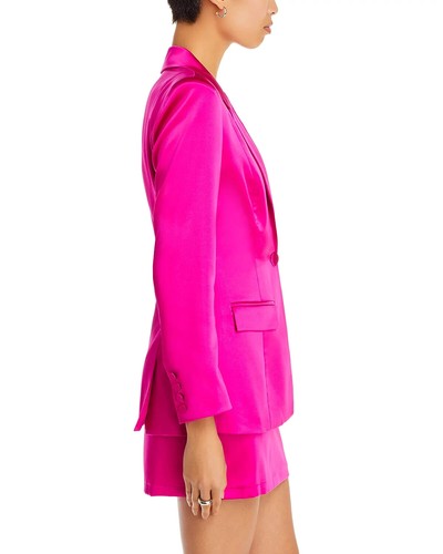 AQUA Women's Satin Single Breasted Blazer, Pink, Small - Picture 3 of 5
