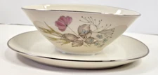 ROSENTHAL BETTINA SPRING IVORY PARISIAN SPRING GRAVY BOAT WITH ATTACHED PLATE