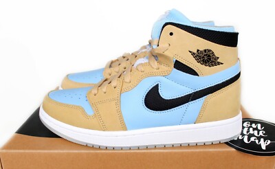 靴 Nike Air Jordan 1 Zoom Comfort Nike Air Jordan 1 Retro High Zoom CMFT W Psychic Blue Sesame UK 4