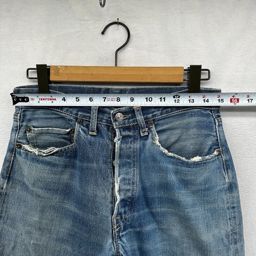 Jeans Levis 501 vintage años 60 ribete grande E #4 botón sello punto en V 30x29 - Imagen 12 de 23