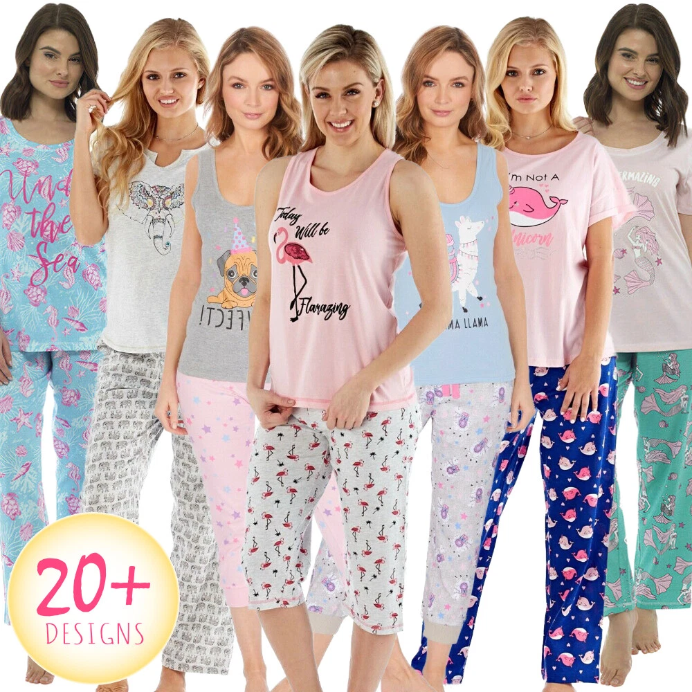 Ladies Pyjamas Set Cotton Pajamas Womens Girls Short Long Sleeve PJ'S  Loungwear