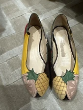 Charlotte Olympia Girls "INCY TUTTI FRUTTI" Leather Ballet Flats Shoes