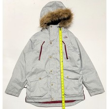 LL Bean Kids Gray PrimaLoft Winter Parka Faux Fur Hood Jacket L 14-16 505689