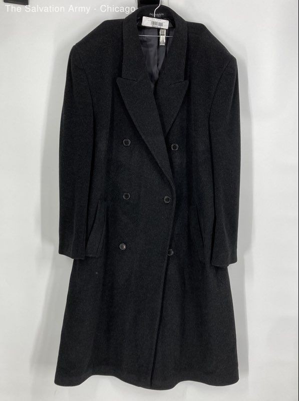 John Clarendon Mens Black Wool Blend Double-Breasted Pockets Overcoat Size L 48